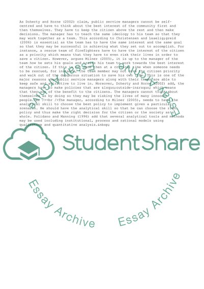 The Public Service Managers Have To Keep the Interest of the Nation before Their Own