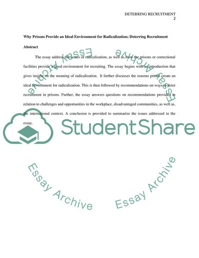 Why Prisons Provide an Ideal Environment for Radicalization: Deterring Recruitment