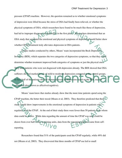 Continuous Positive Airway Pressure as Depression Treatment