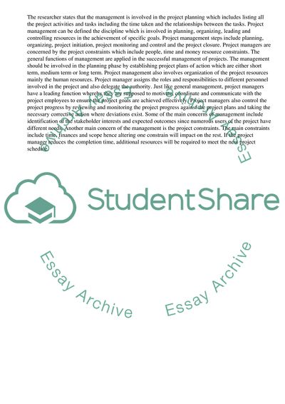 General Functions of Management As They Related To Project Management