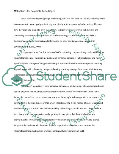 Motivations for Corporate Reporting