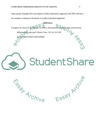 Comparing Terrorism Groups to TOC Groups