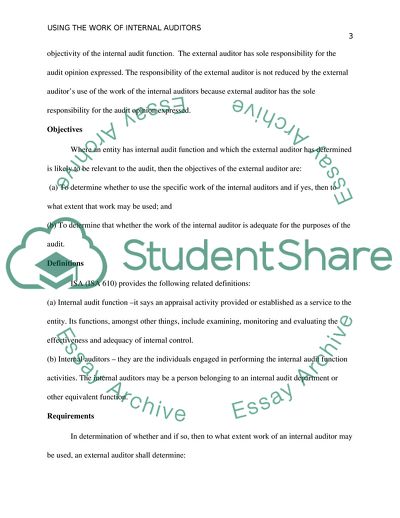 Using the Work of Internal Auditors