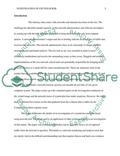 Investigation of Crytolocker