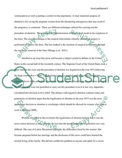 Legalization of Abortion in the United States