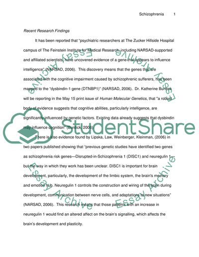 Schizophrenia and Recent Research