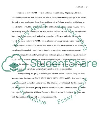 M&ms color distribution