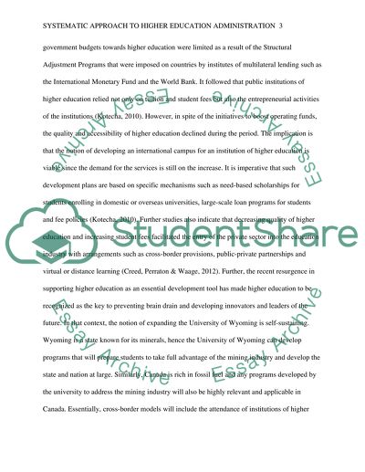 Systematic Approach to Higher Education Administration