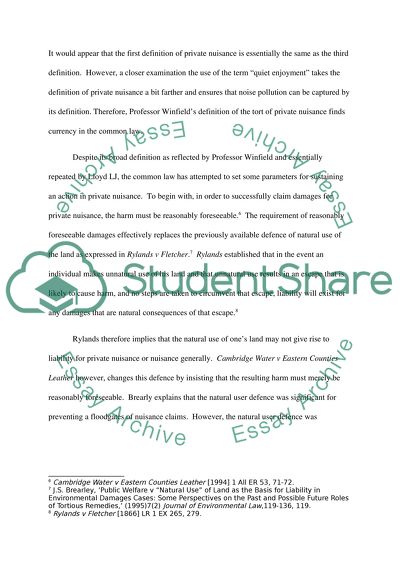 Definition of a Private Nuisance