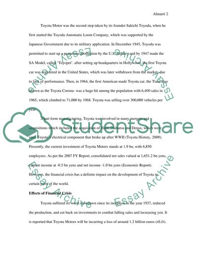 Economic Policy of the Toyota