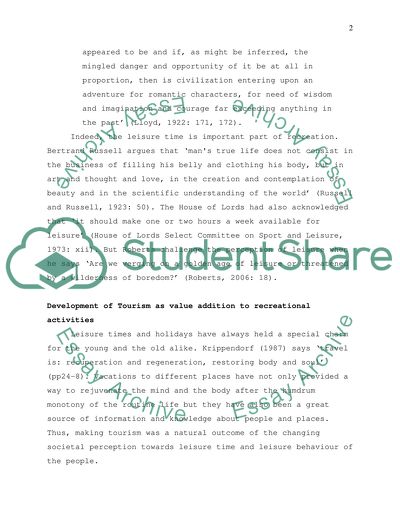 Relationships between Tourism and Leisure Behavior