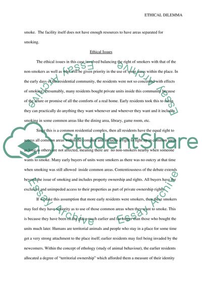 Contentious Issue of Smoking versus Non-Smoking case : Ethics assignment