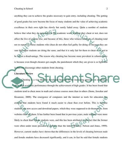 A Problem of Cheating in School