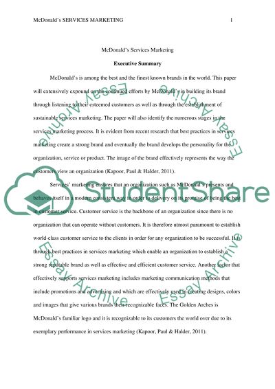 McDonalds Services Marketing