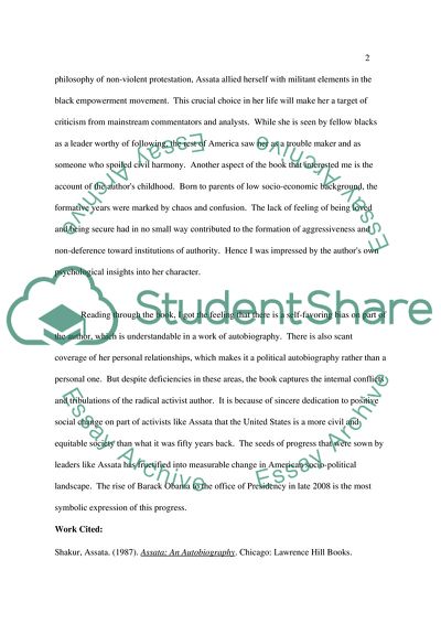 Respone to Assata Shakur, Assata: An Autobiography Book