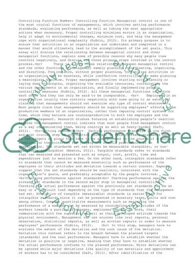 Describe the relationship between the controlling function and other managerial functions
