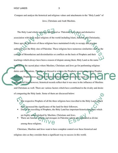 Analyze of the Historical and Religious Values and Attachments to the Holy Lands of Jews, Christians and Arab Muslims