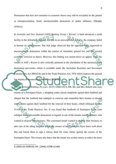 Economic Duress and Unconscionable Conduct under Australian Laws