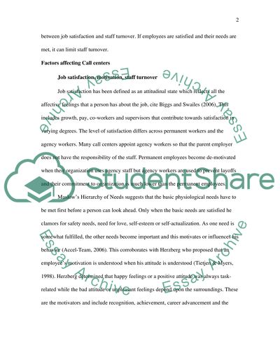 Factor Affecting Staff Turnover in HSBC Call Centre