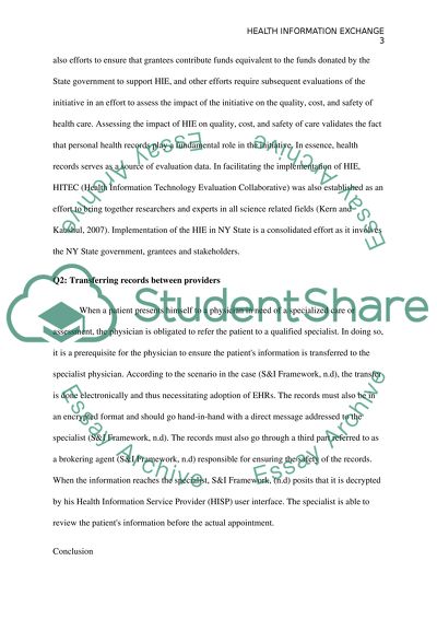 Health Information Exchange - Answer both questions