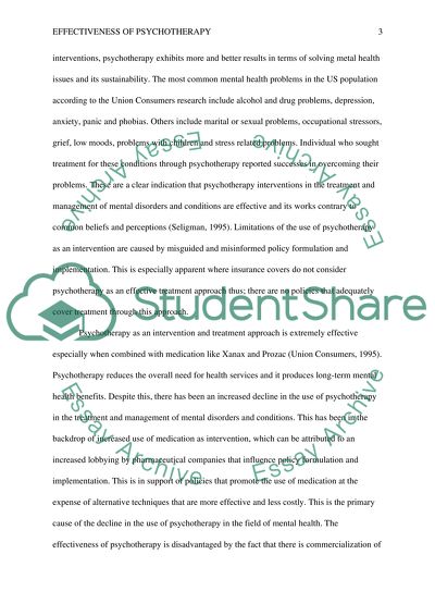 Effectiveness of Psychotherapy