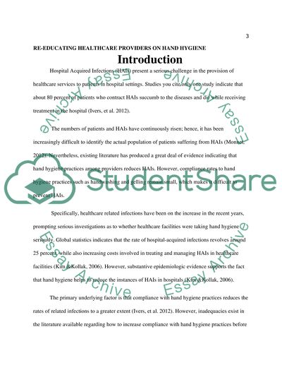 Re-Educating Healthcare Providers on Hand Hygiene Practice