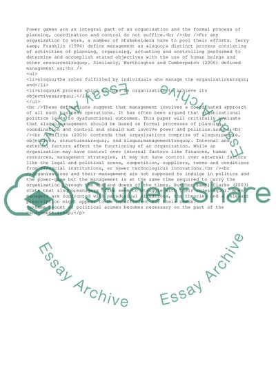 Political Behavior in Most Organizations