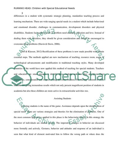 Children with Special Educational Needs