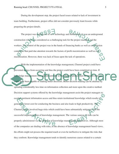 Knowledge Management. Chunnel Project FTA Final