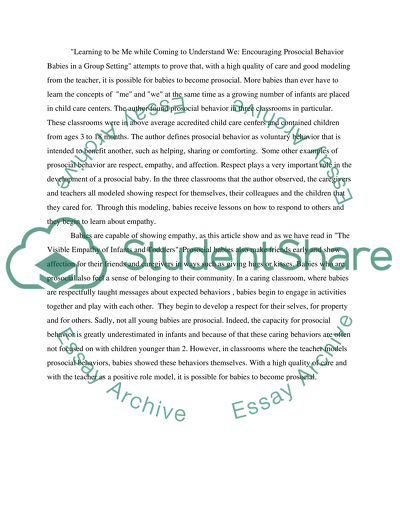 Encouraging Prosocial Behavior Babies in a Group Setting