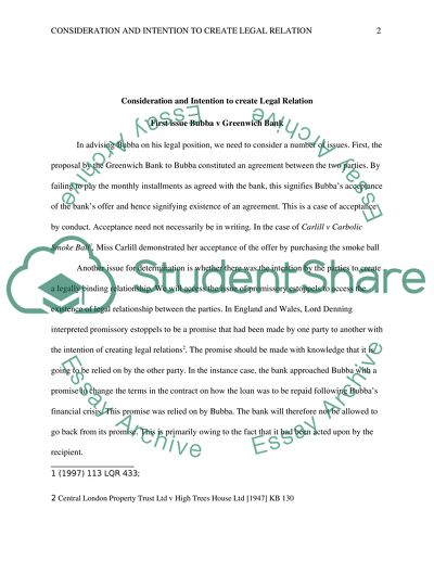 Consideration and Intention to Create Legal Relation