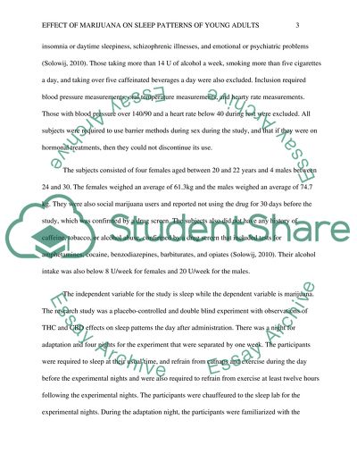 Effect of Marijuana on Sleep Patterns of Young Adults