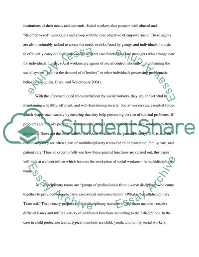 The Social Workers Role in Multidisciplinary Team