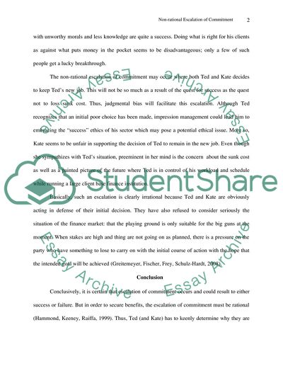 Non-rational Escalation of Commitment