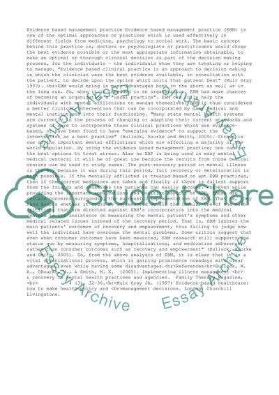 Evidence Based Management Practice