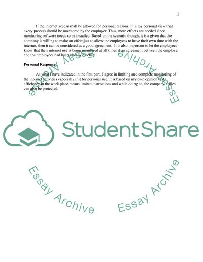 Personal Use of Internet Memo