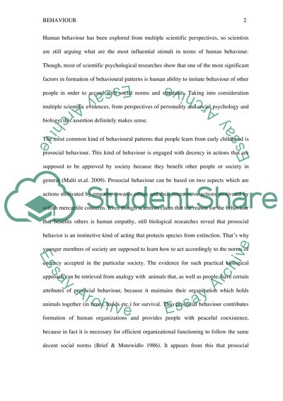 Behaviour as a Result of Learning