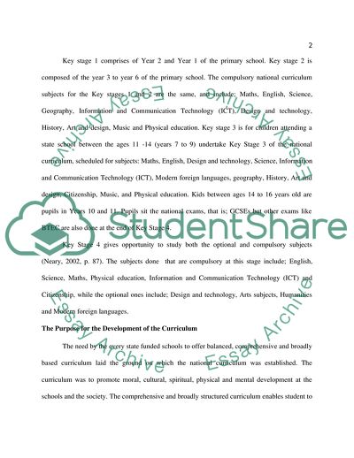 The Outline of the National Curriculum in England