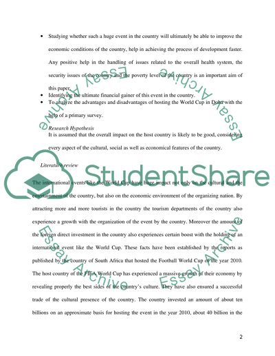 Advantages and disadvantages of holding World Cup