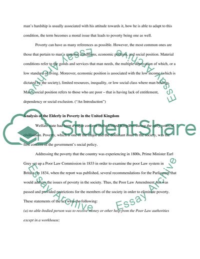 Critical Analysis of the Relationship of Poverty and Elderly in the United Kingdom