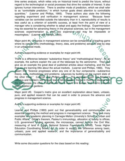 Method and Progress in Management Science