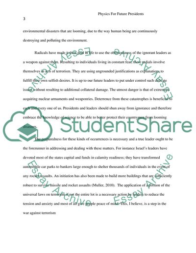 Physics for Future Presidents Writing Assignment