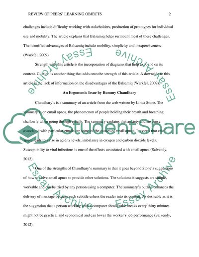 Review of Peers Learning Objects