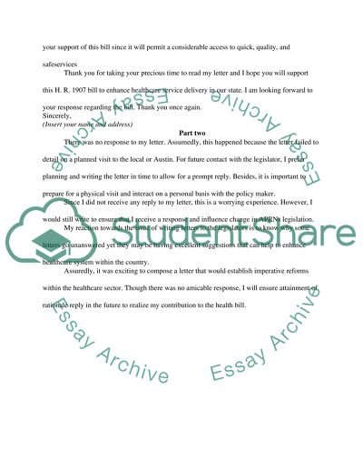 Legislator Letter & Outline Summary (2 parts to assignment)