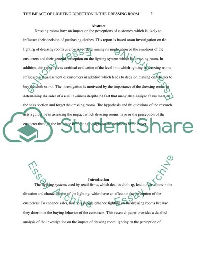 Lighting and Its Impact in the Dressing Room towards the Consumers Perception