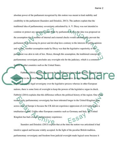 Restraints to Parliamentary Sovereignty