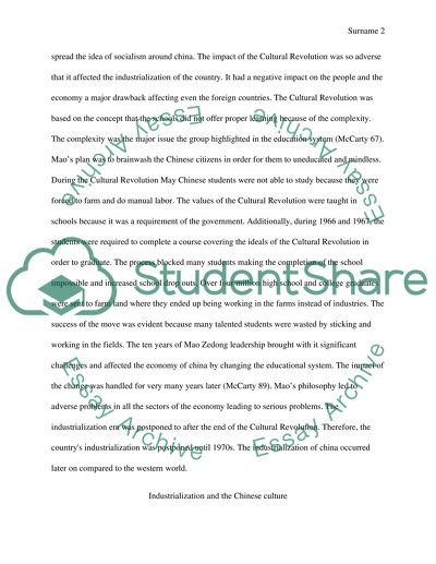 Cultural Impacts of Industrial Revolution on the People of China