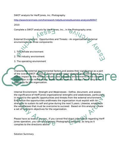 SWOT Analysis for Herff Jones Inc Photography