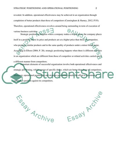 Strategic Positioning vs Operational Positioning