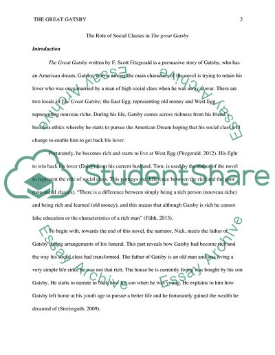 The role of social classes in the great Gatsby